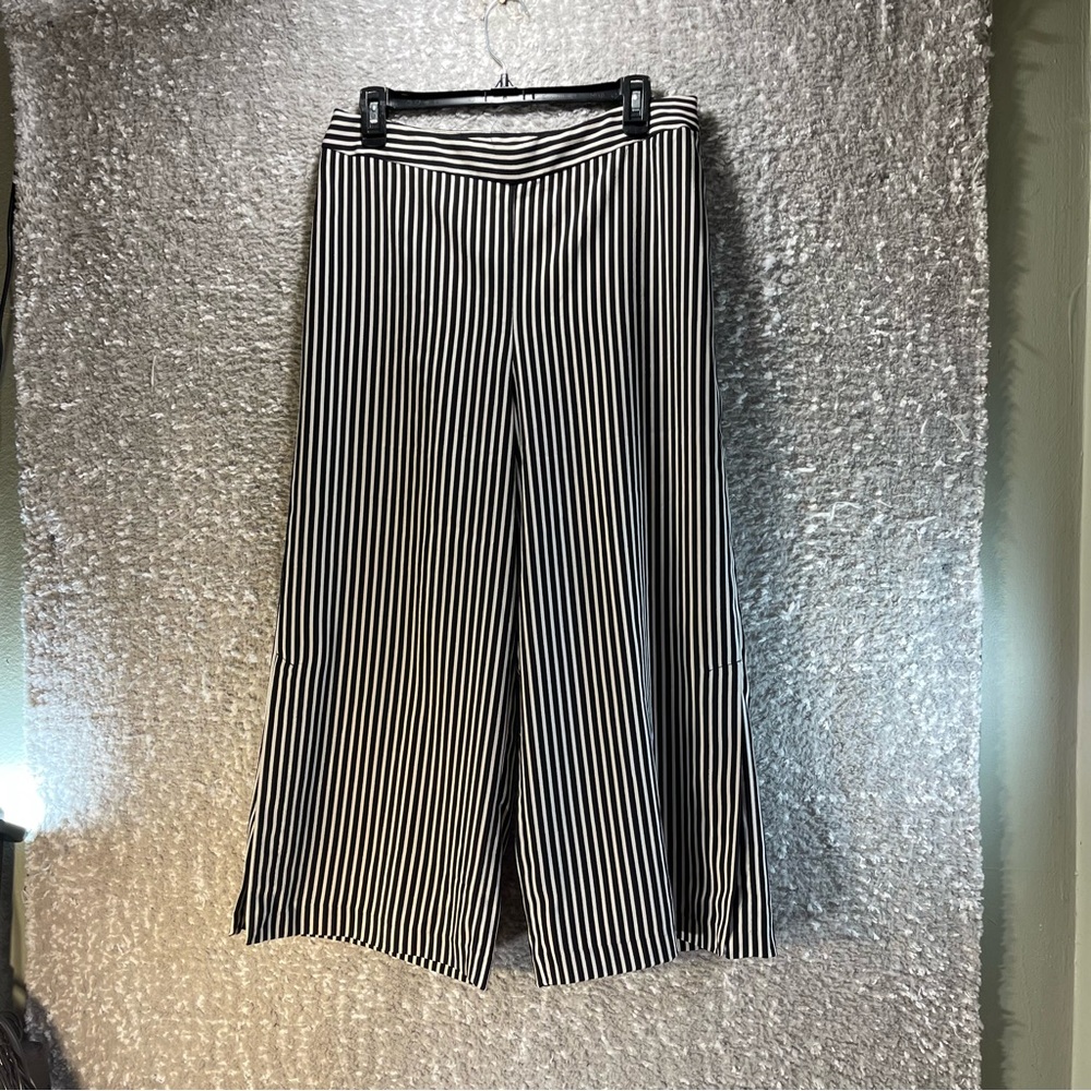 Cynthia Rowley Striped Black‎ & White Pull On Wide Leg Culotte Trousers Size 8